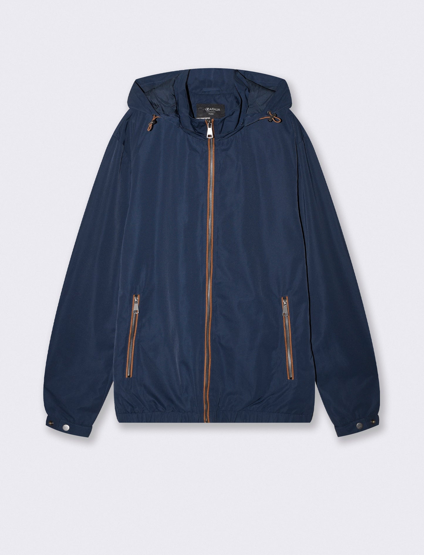 Giubbotto tecnico con cappuccio e suede - Blu
