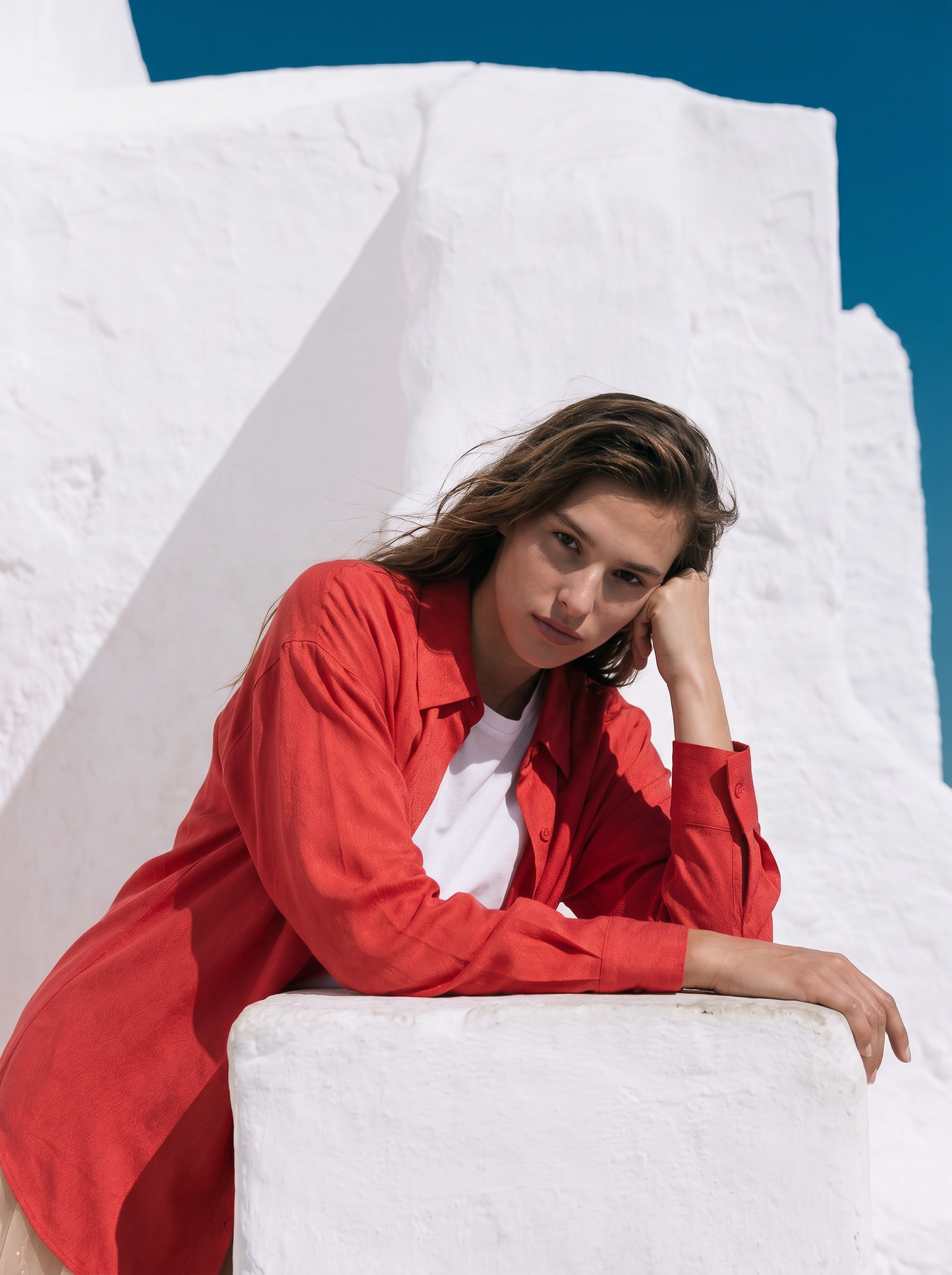Long Shirt with Back Yoke - Orange