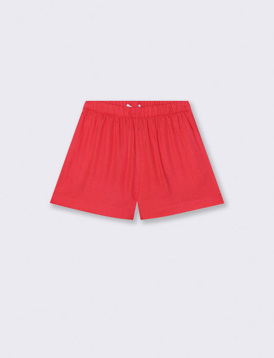 Shorts con elastico arricciato in vita - Corallo