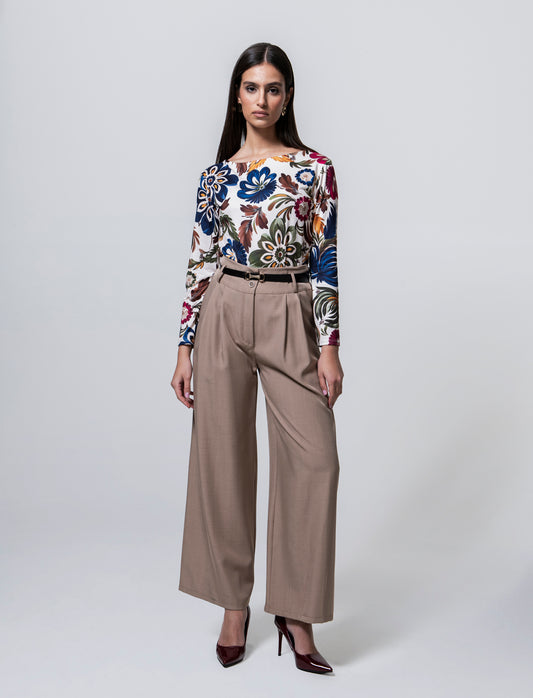 PANTALONE CON CINTURA - Grigio fango
