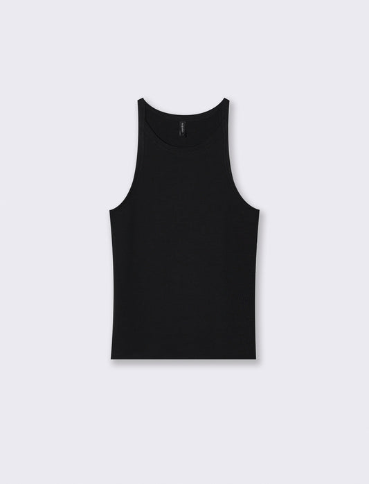 Top Basico a Costine con Bretelle Slim - Nero