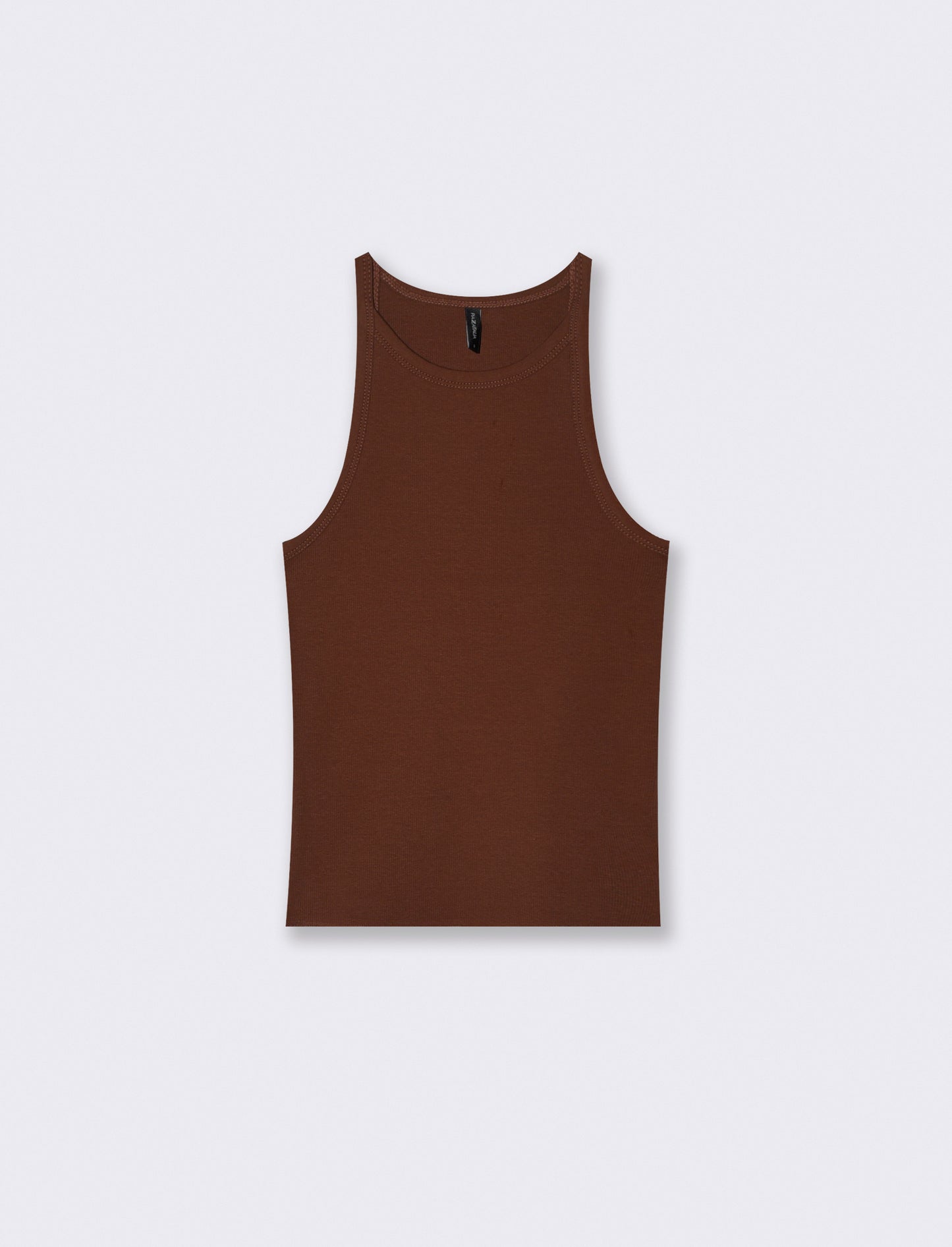 Top Basico a Costine con Bretelle Slim - Marrone cioccolato