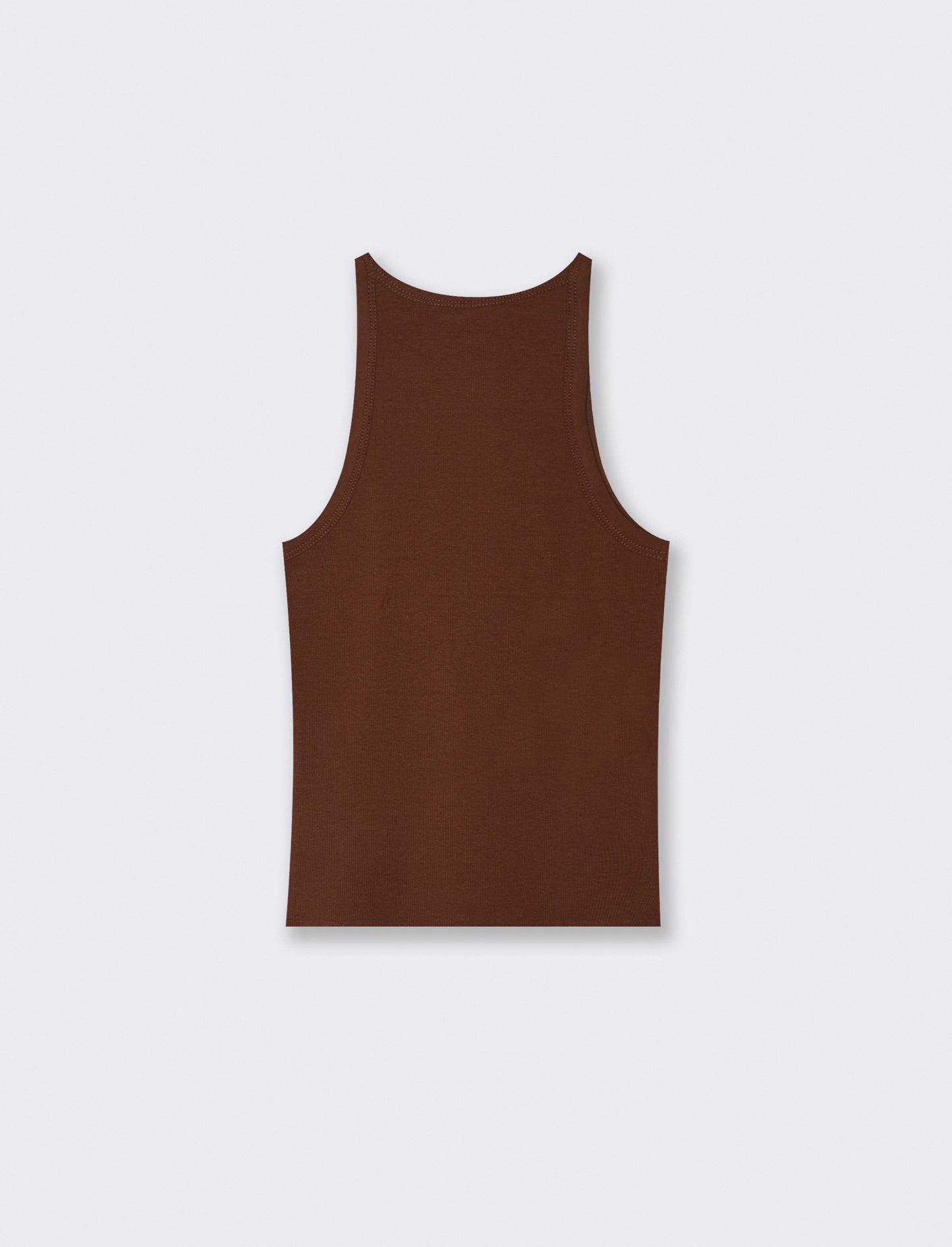 Top Basico a Costine con Bretelle Slim - Marrone cioccolato