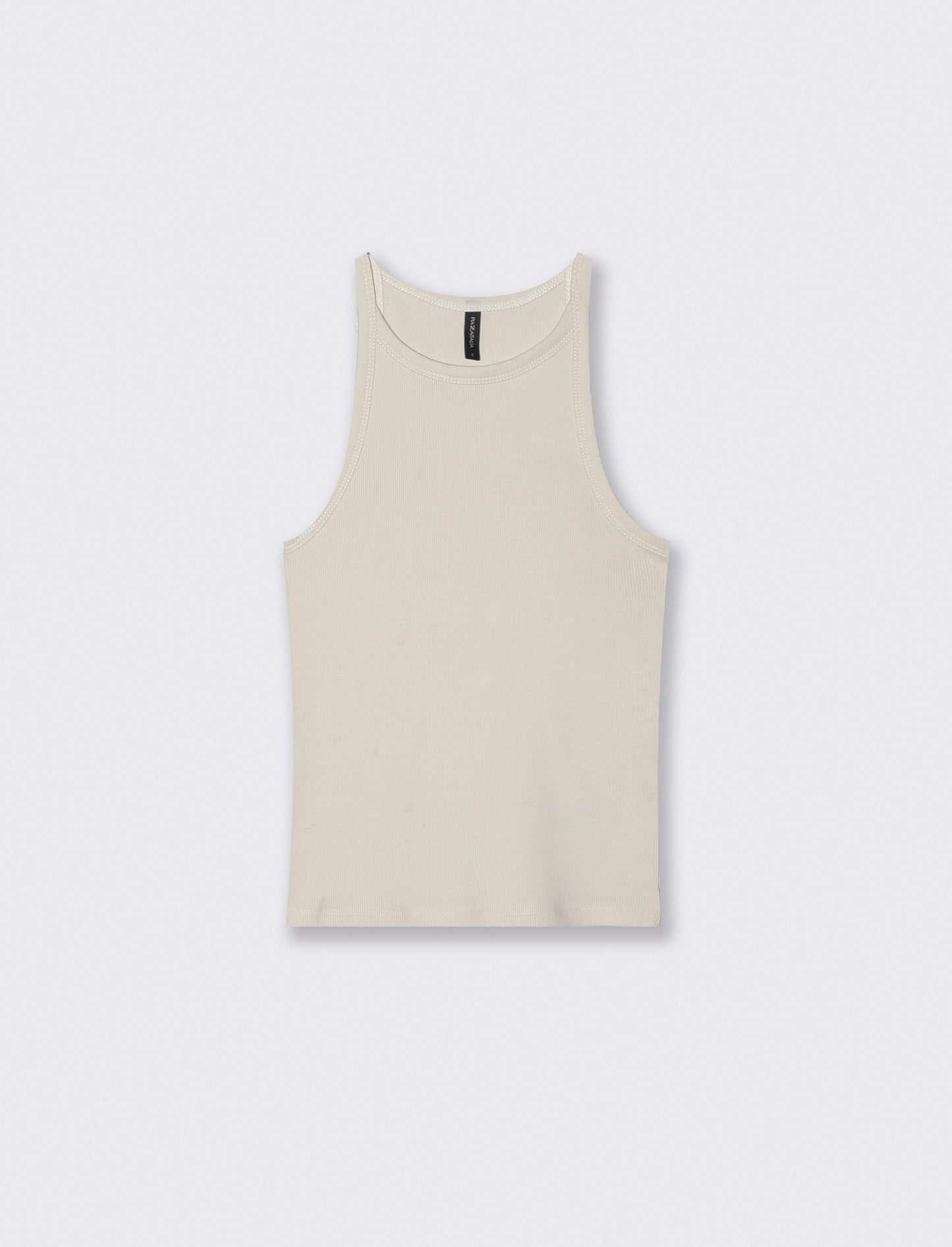 Top Basico a Costine con Bretelle Slim - Avorio