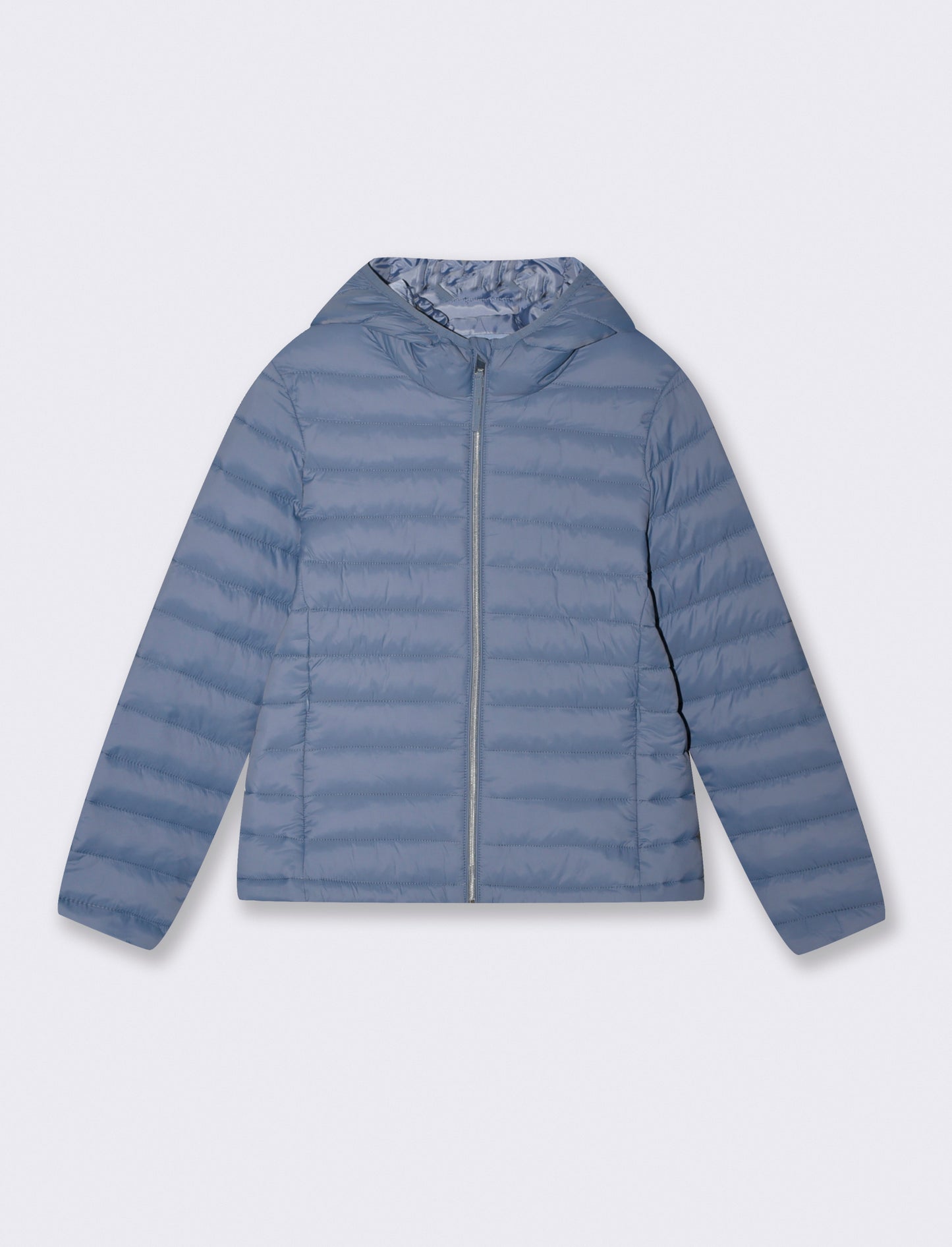 Giubbotto basico con cappuccio e tasche - Denim