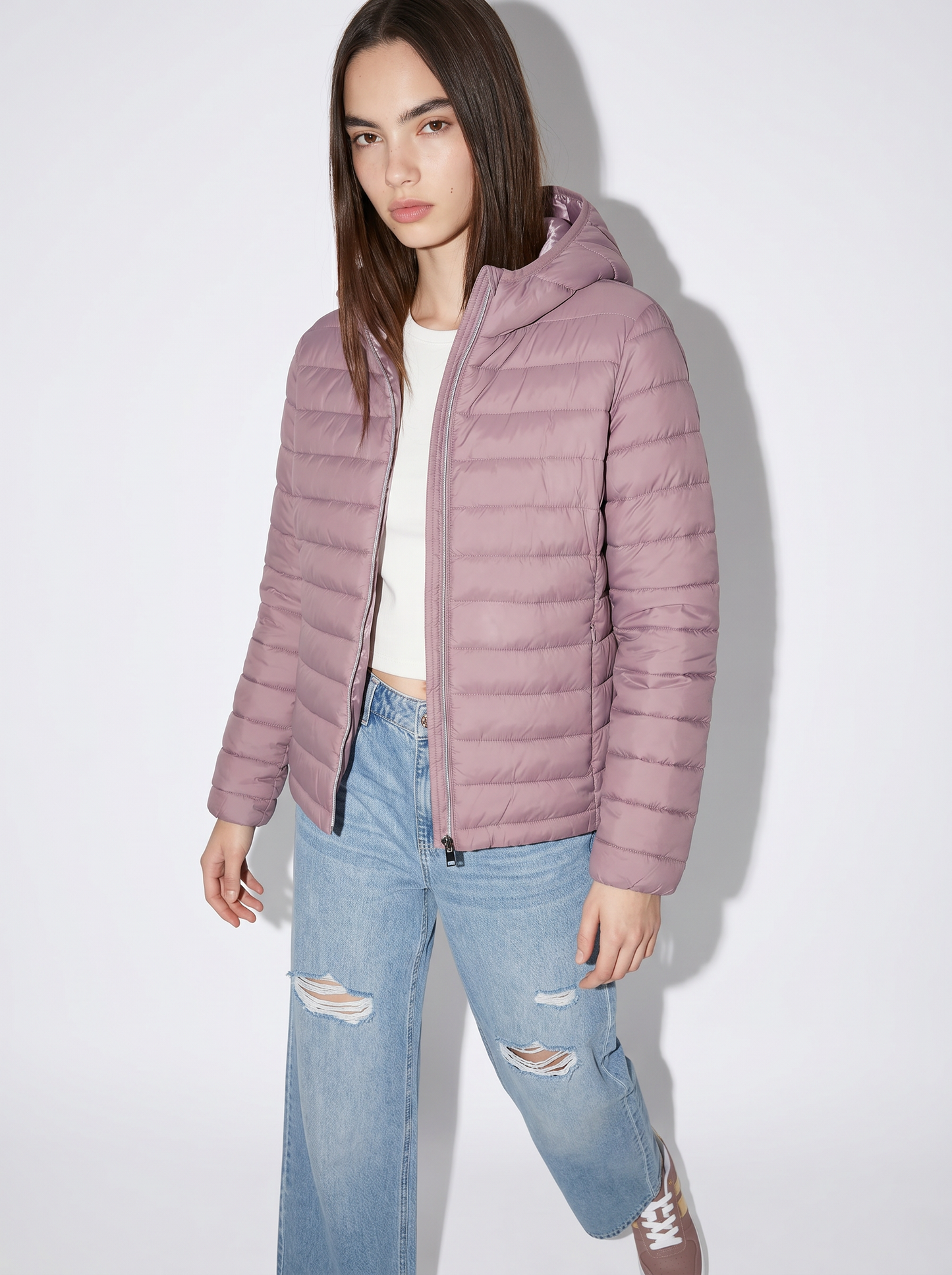 Basic jacket with hood and pockets - Purple