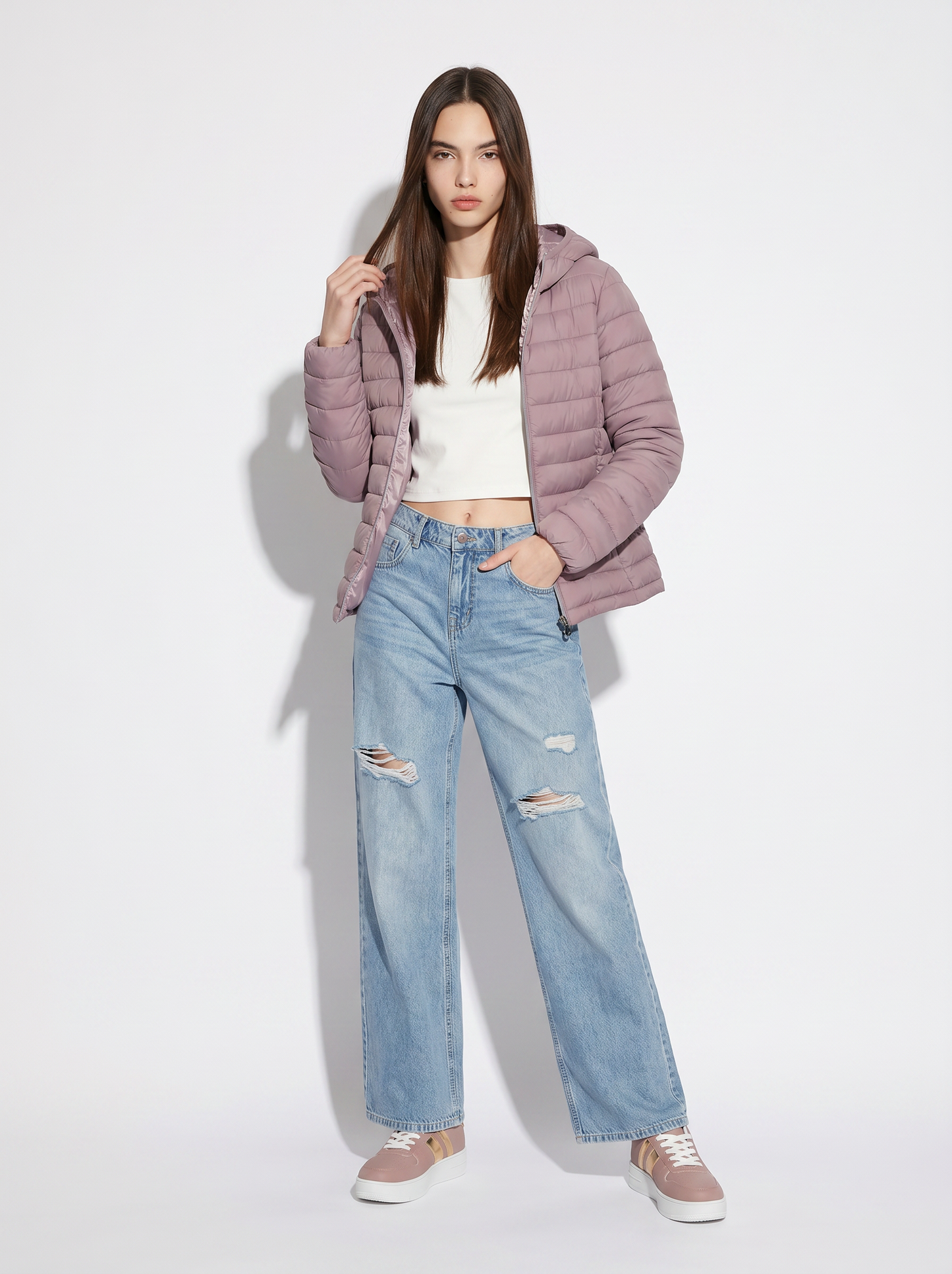 Basic jacket with hood and pockets - Purple
