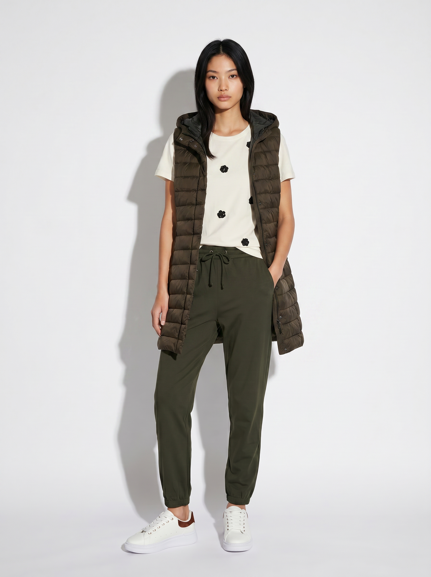 Sleeveless jacket with hood - Green