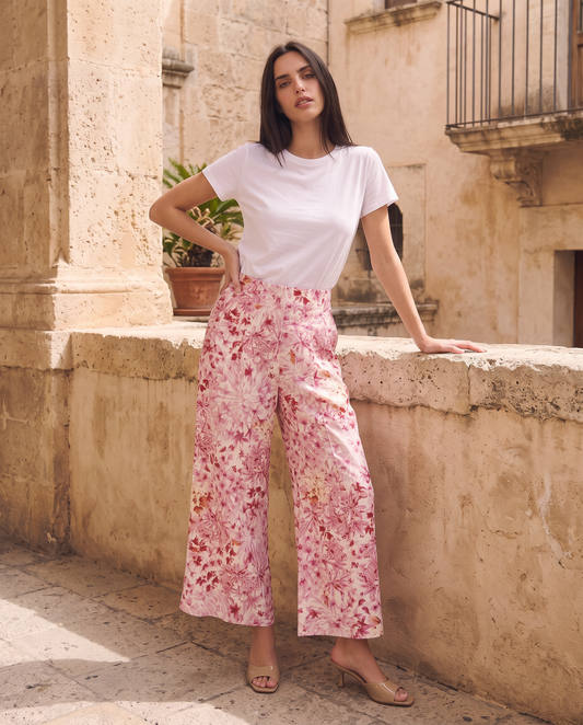Palazzo trousers with elastic print - 
