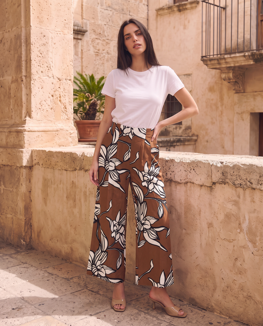 Palazzo trousers with elastic print - 