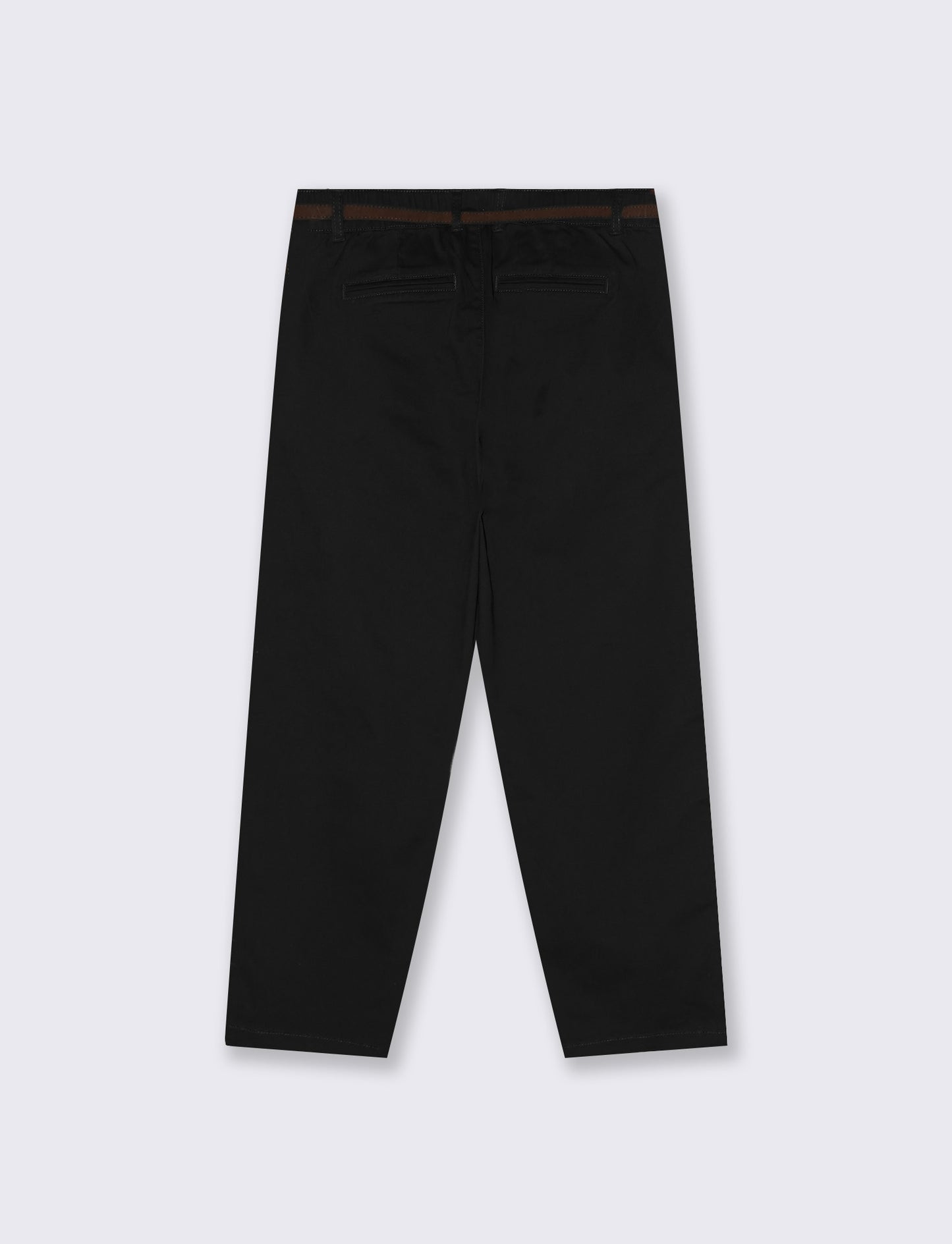 Pantalone chino con risvolto e cintura - Nero
