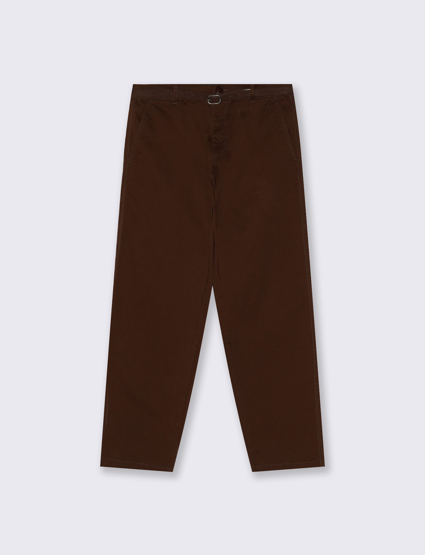 Chino trousers with cuff and belt - Brown