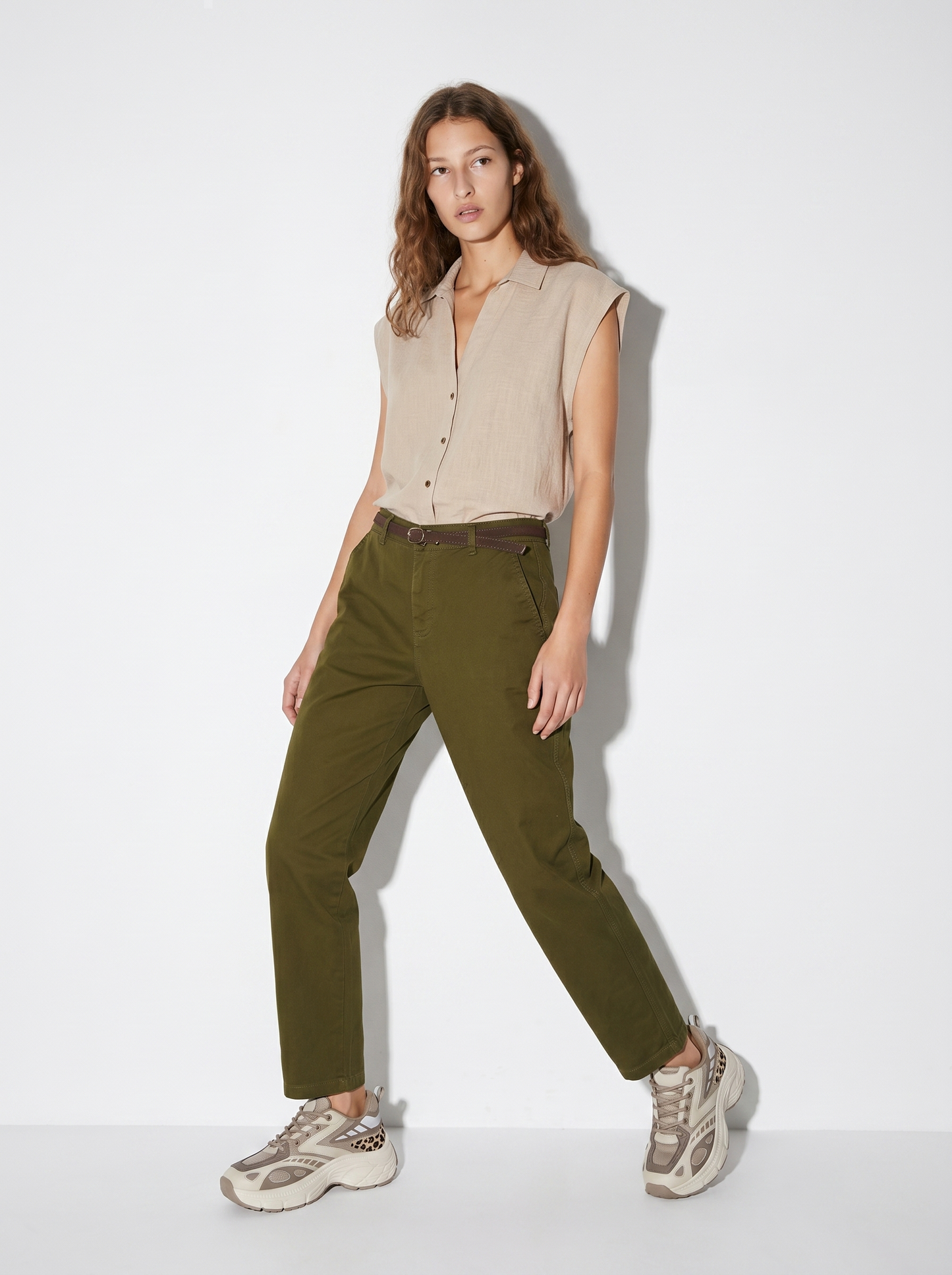 Pantalone chino con risvolto e cintura - Ve.milit.