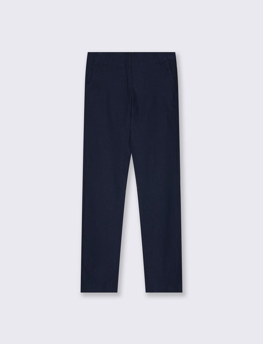 Pantalone Bengalina Slim a Vita Media - Blu