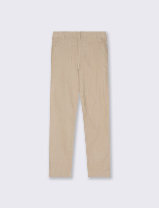 Pantalone Bengalina Slim a Vita Media - Beige grano
