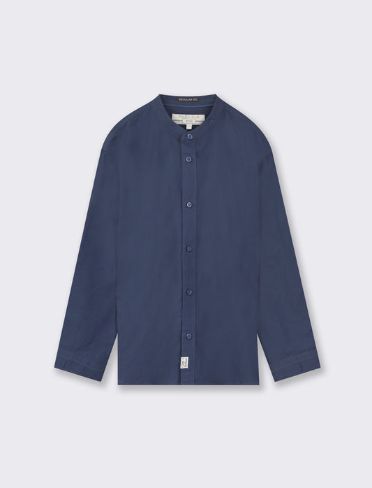 Camicia con collo coreano - Blu