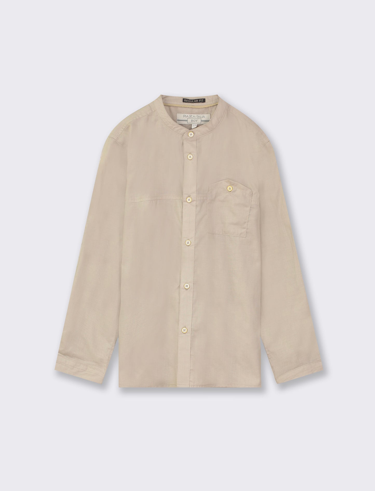 Camicia collo coreano - Beige