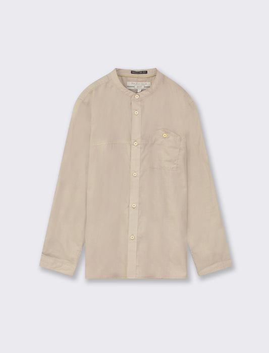 Camicia collo coreano - Beige