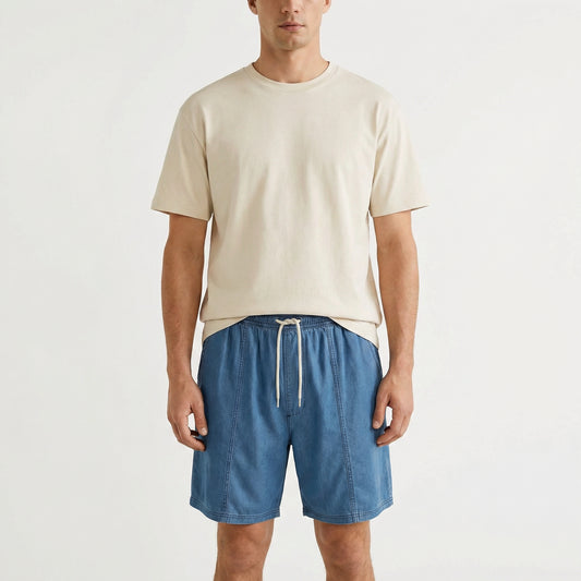 T-shirt girocollo jacquard regular fit - Bianco sporco