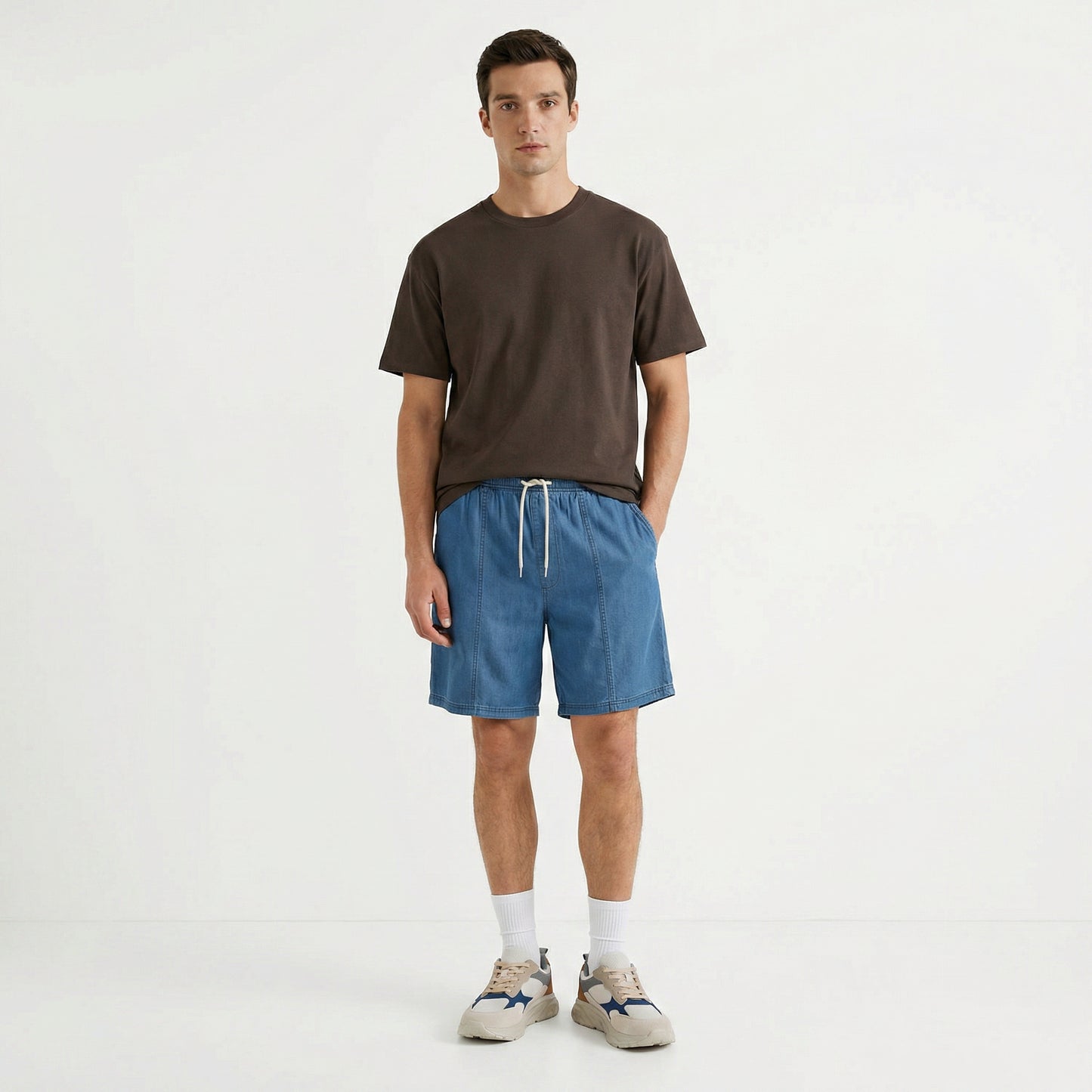 T-shirt girocollo jacquard regular fit - Moro