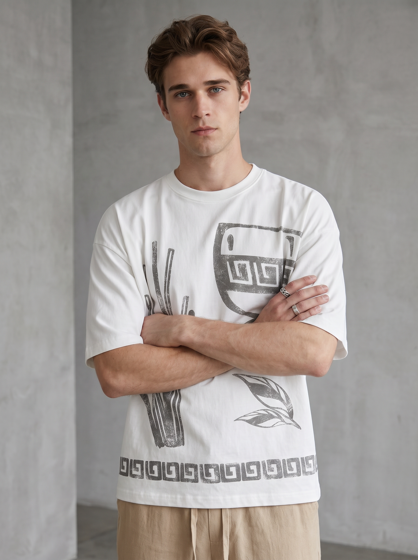 T-shirt girocollo in jersey stampato - Bianco
