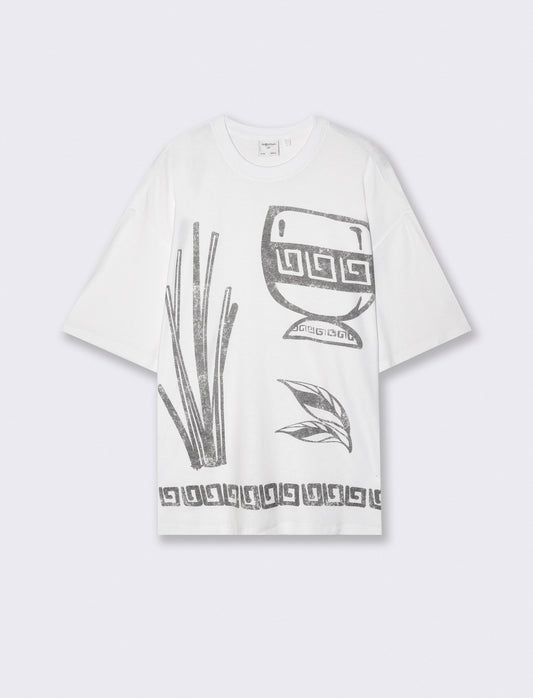 T-shirt girocollo in jersey stampato - Bianco