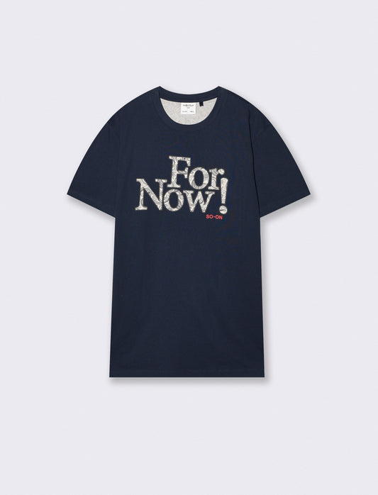 T-shirt girocollo con patch ricamato - Blu