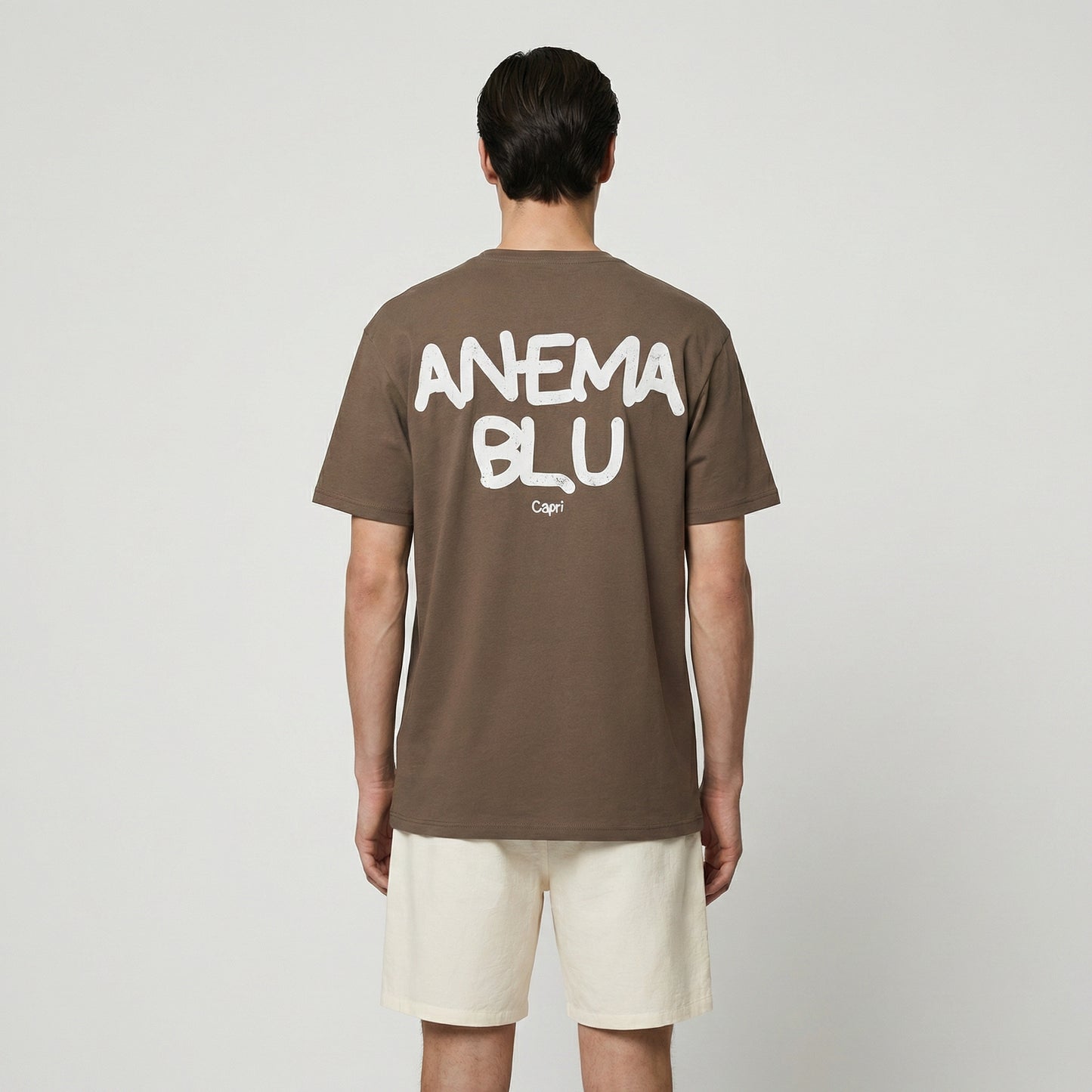 T-shirt girocollo con stampa spray effetto - Grigio fango