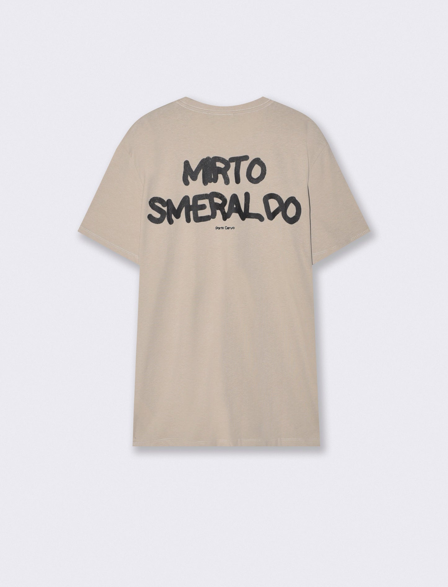 T-shirt girocollo con stampa spray effetto - Sabbia
