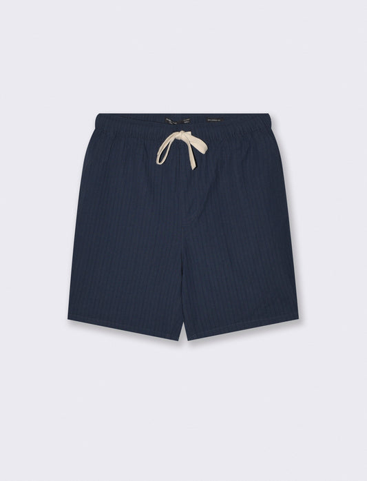 Bermuda Jogger in Cotone Effetto Rigato - Blu