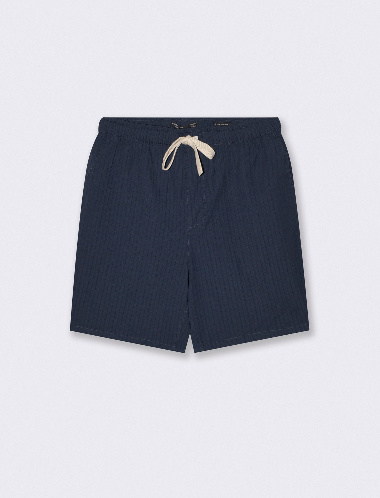 Bermuda Jogger in Cotone Effetto Rigato - Blu