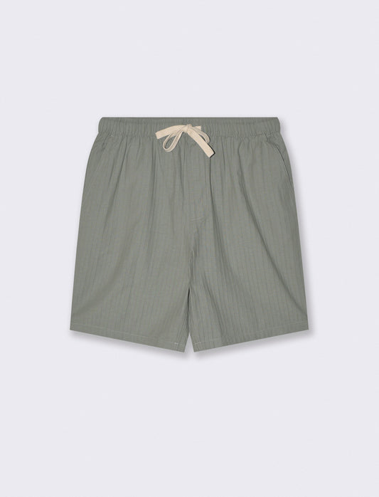 Bermuda Jogger in Cotone Effetto Rigato - Verde salvia