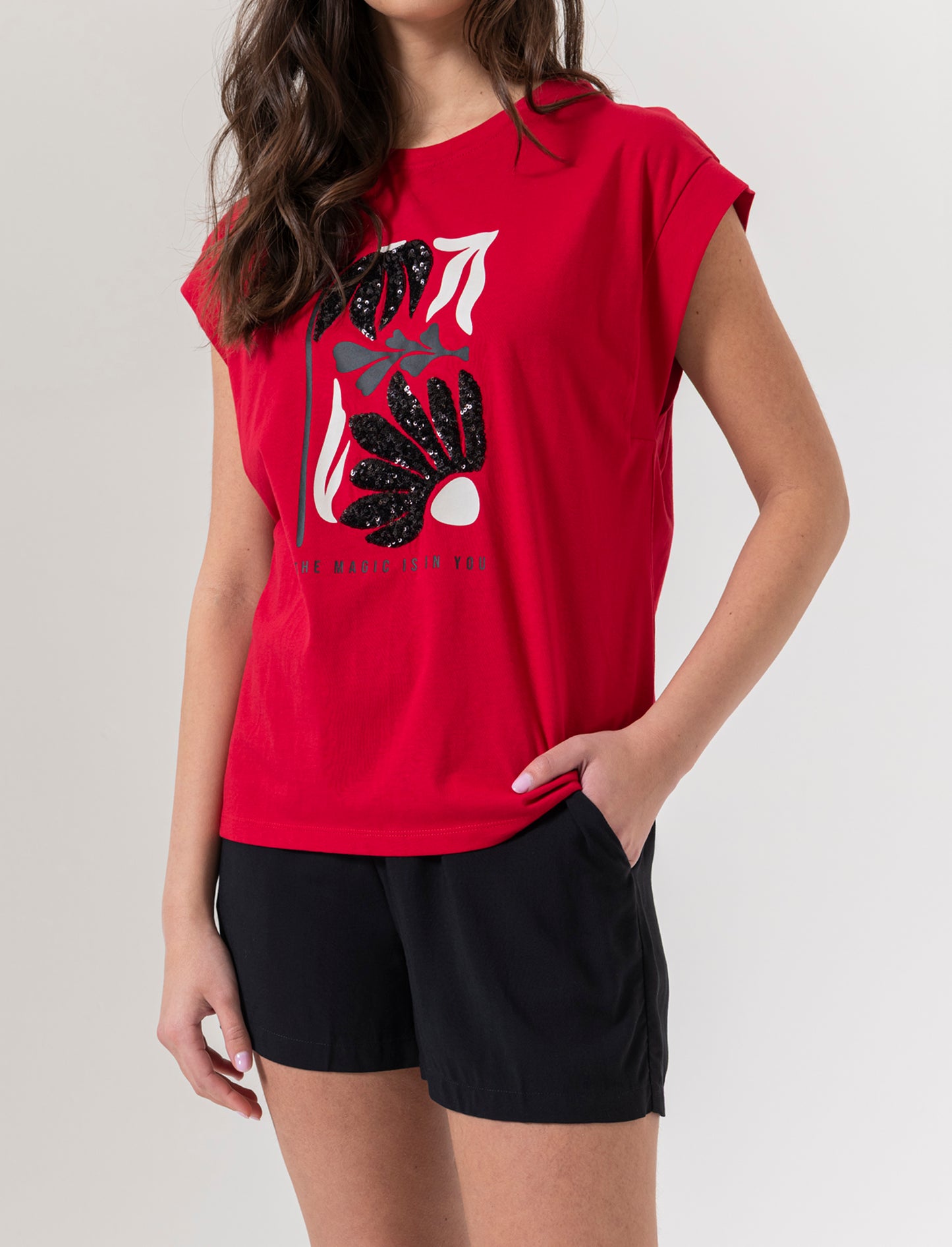 Short con elastico in vita da donna - Nero