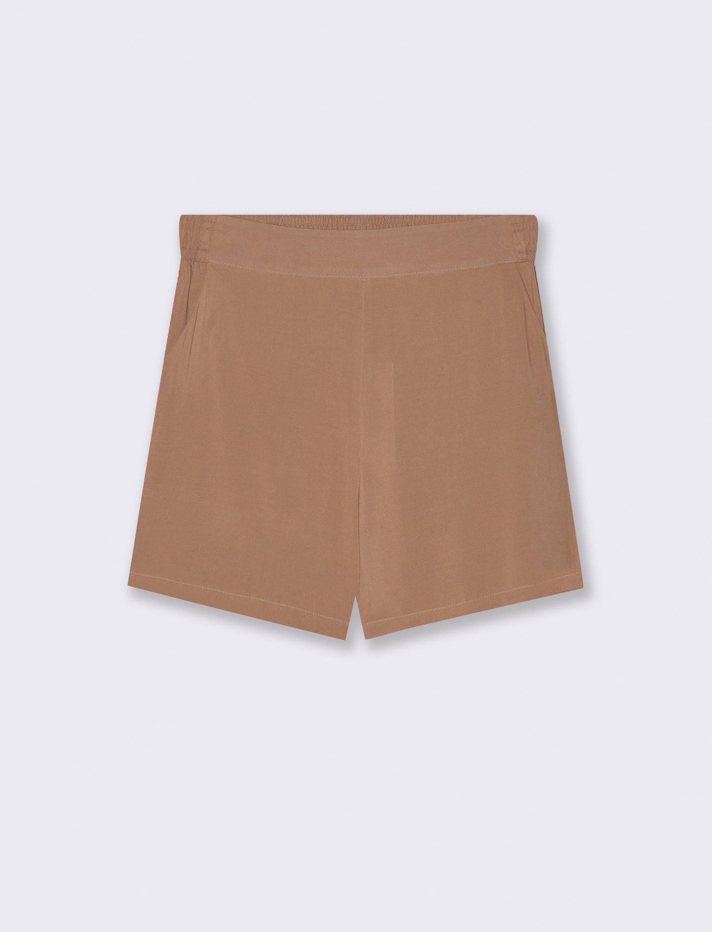 Short con elastico in vita da donna - Caramello