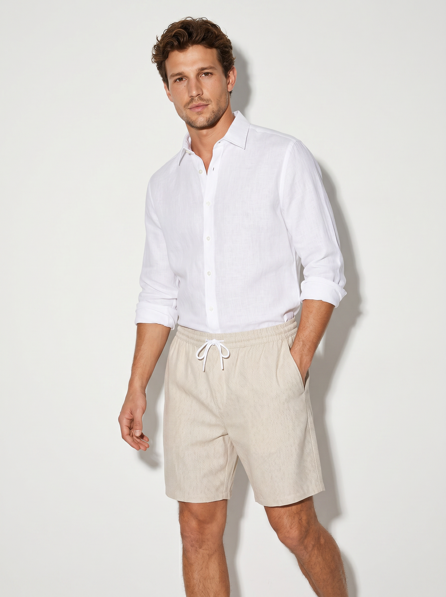 Bermuda Jogger Jacquard VestibilitÃ  Relaxed - Beige