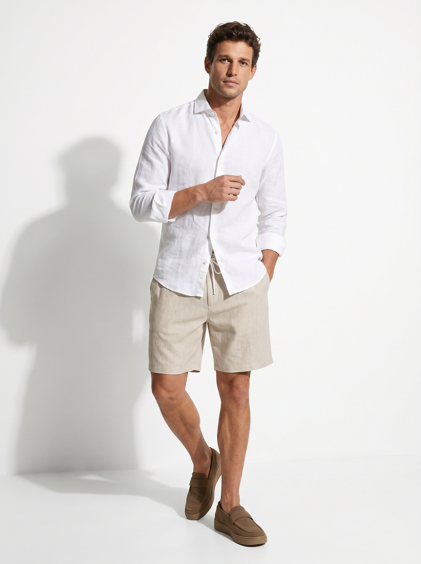 Bermuda Jogger Jacquard VestibilitÃ  Relaxed - Beige