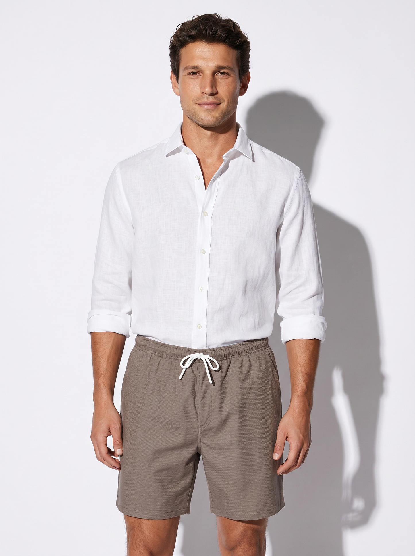 Bermuda Jogger Jacquard Relaxed Fit - Grigio fango