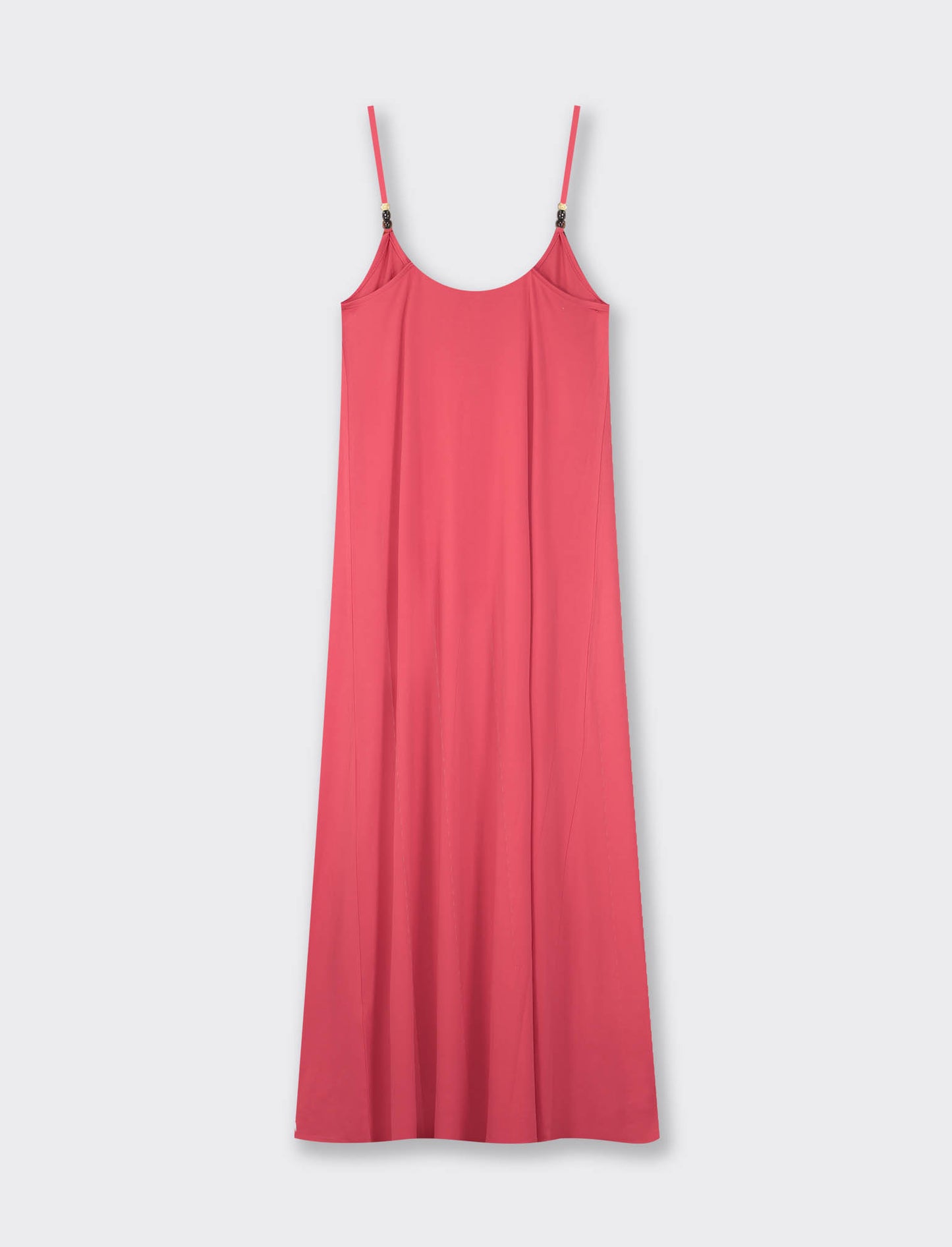 Ruched Top Flared Maxi Dress - Red