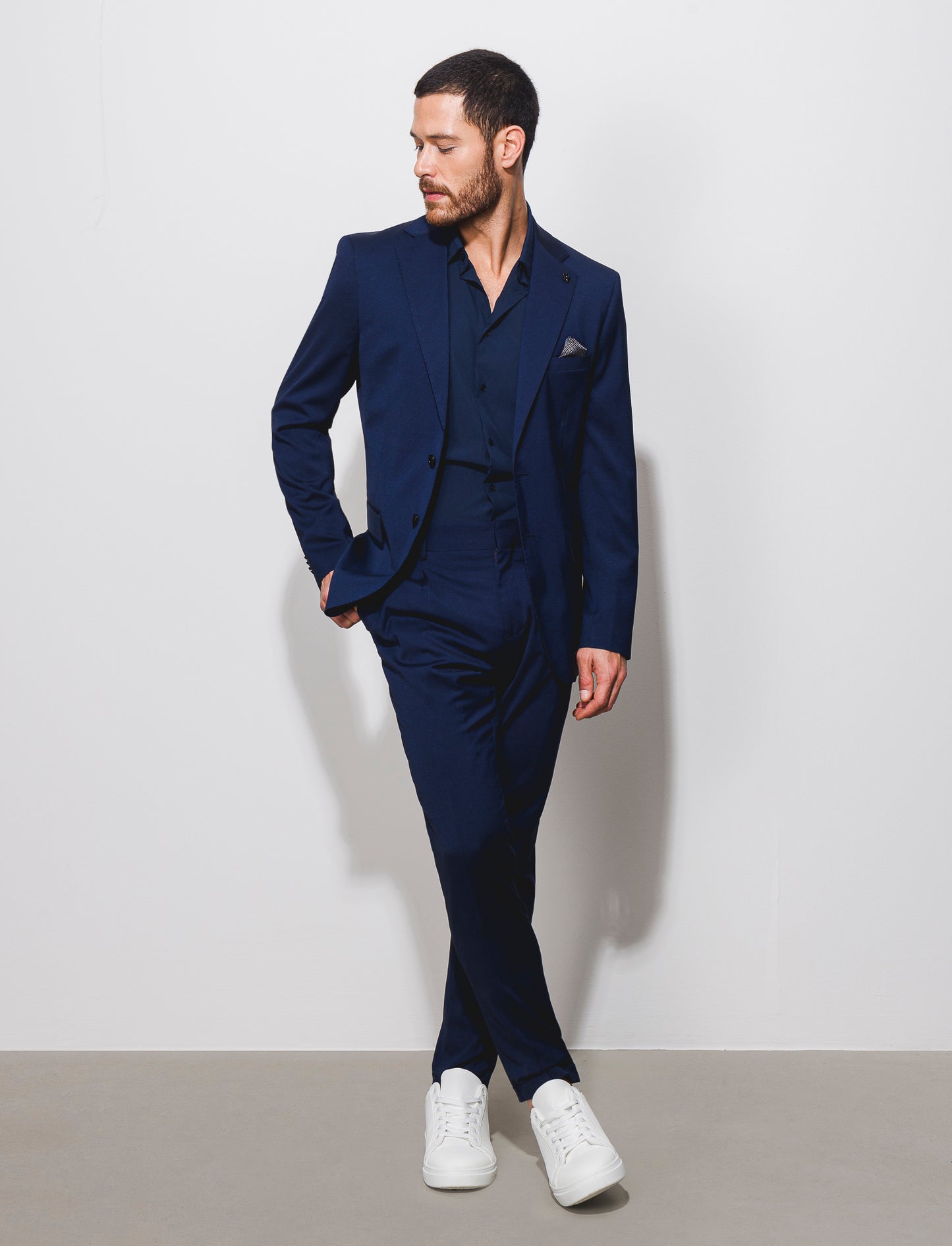 Blazer struttura nido d'ape da completo - Blu