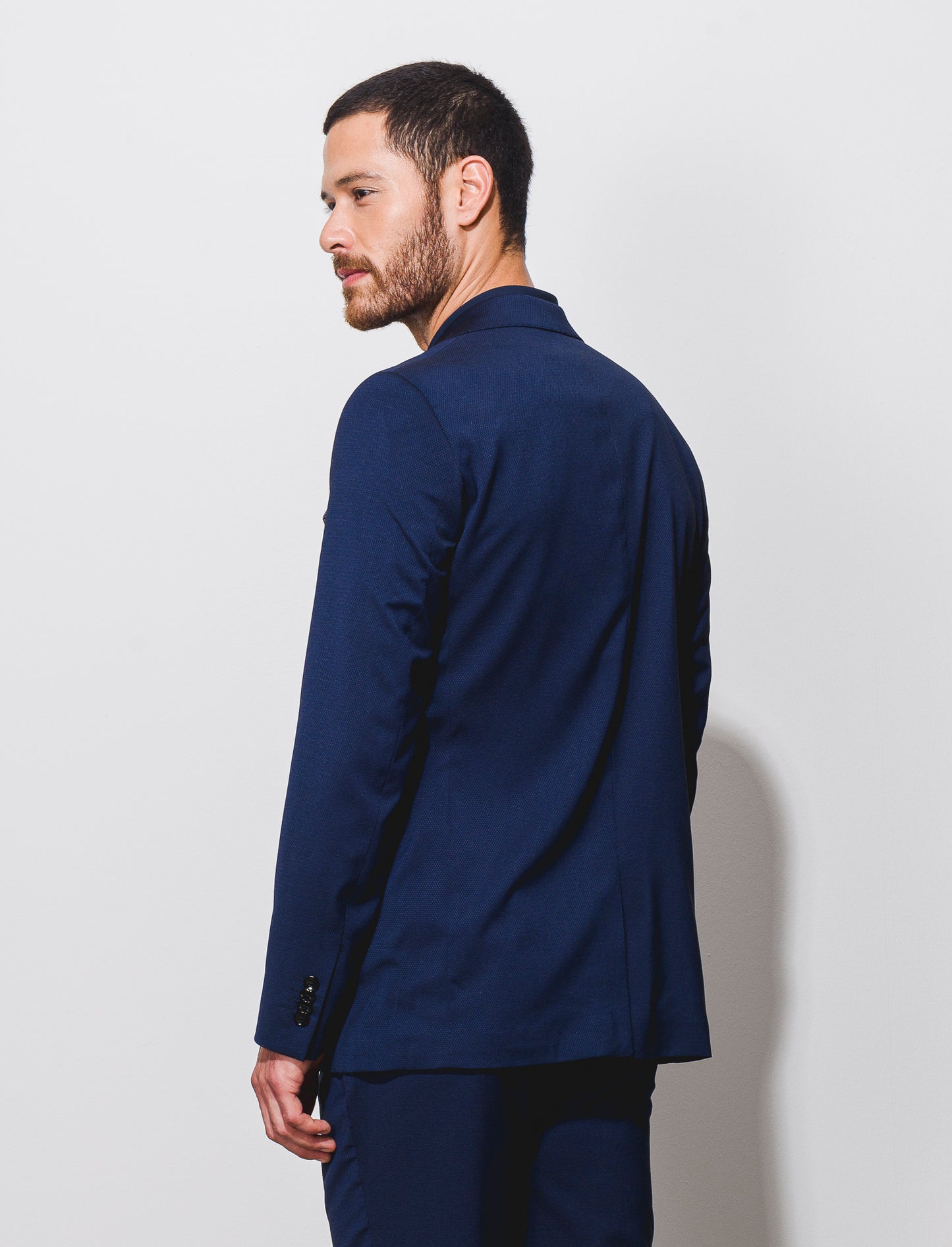 Blazer struttura nido d'ape da completo - Blu