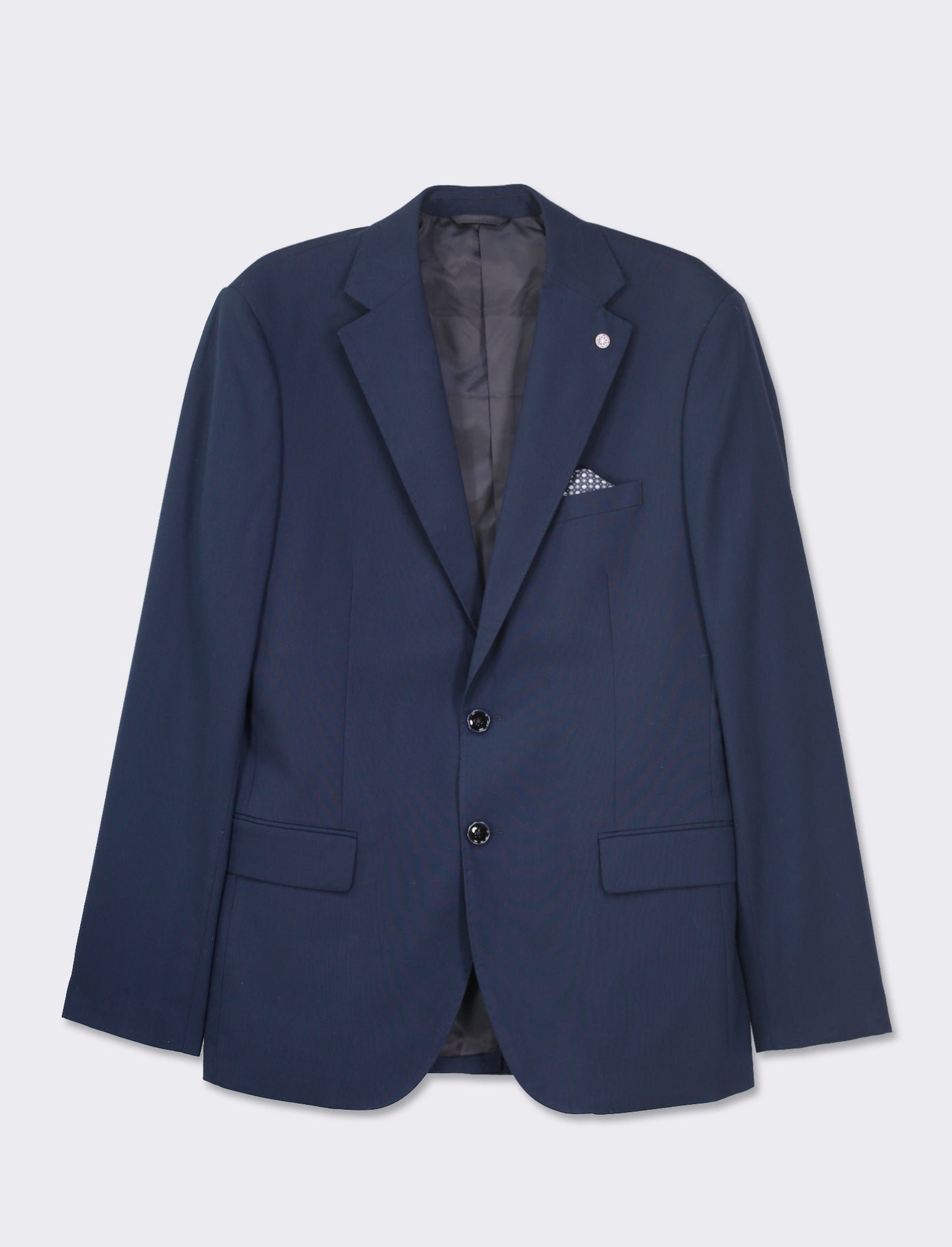 Formal Fit Classic Revers Collar Blazer with Cuff Button Detail - Blue