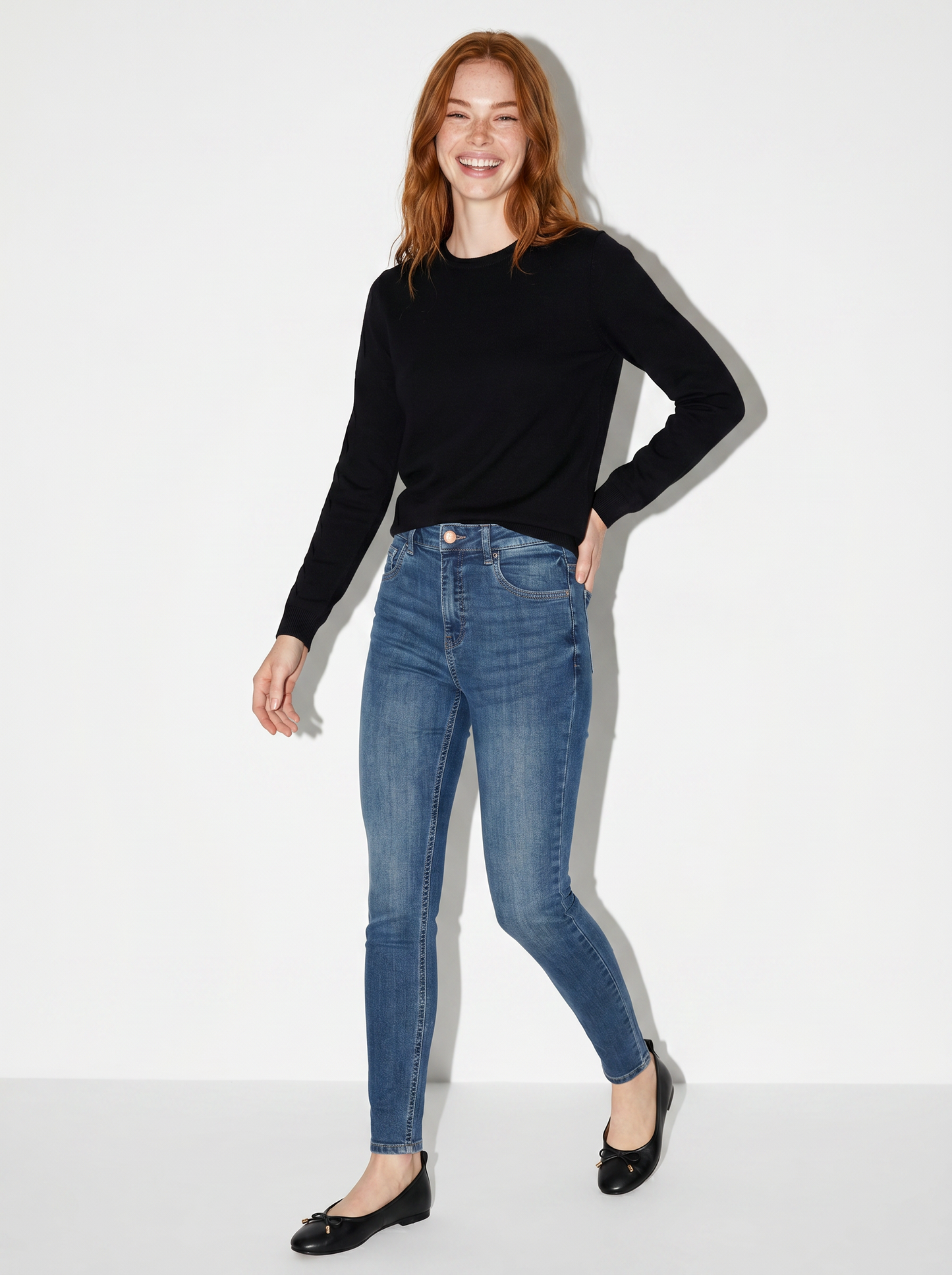 Long sleeve crew neck sweater - Black