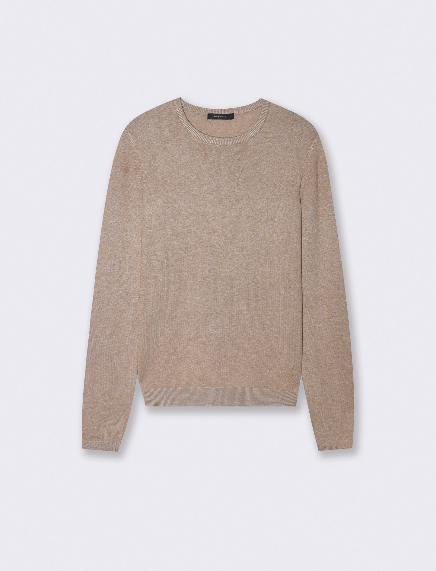 Maglia manica lunga scollo paricollo - Beige grano