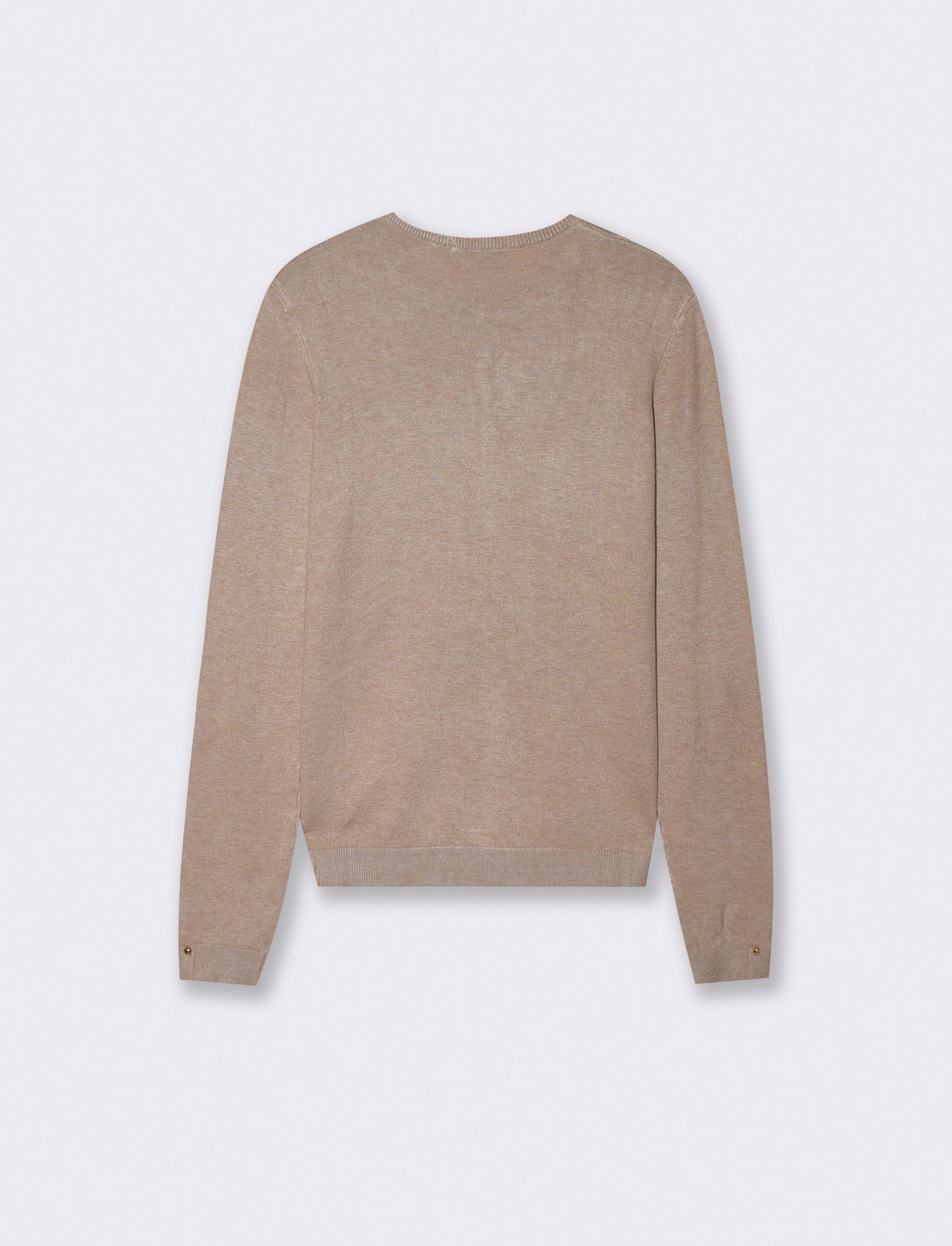 Maglia manica lunga scollo paricollo - Beige grano