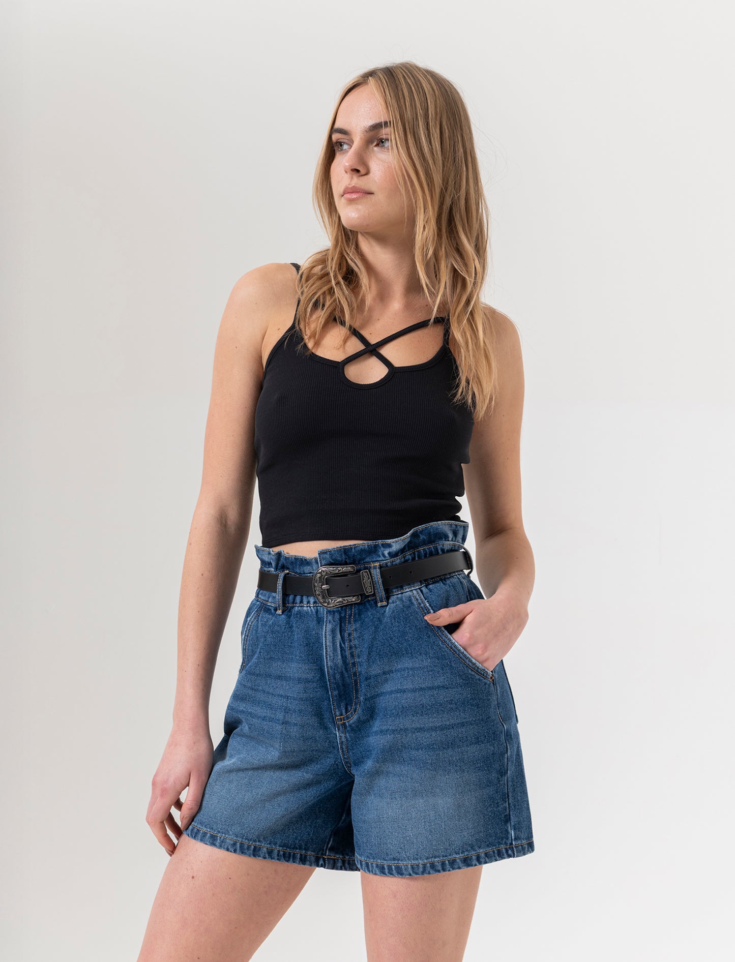 Short con cintura da donna - Denim