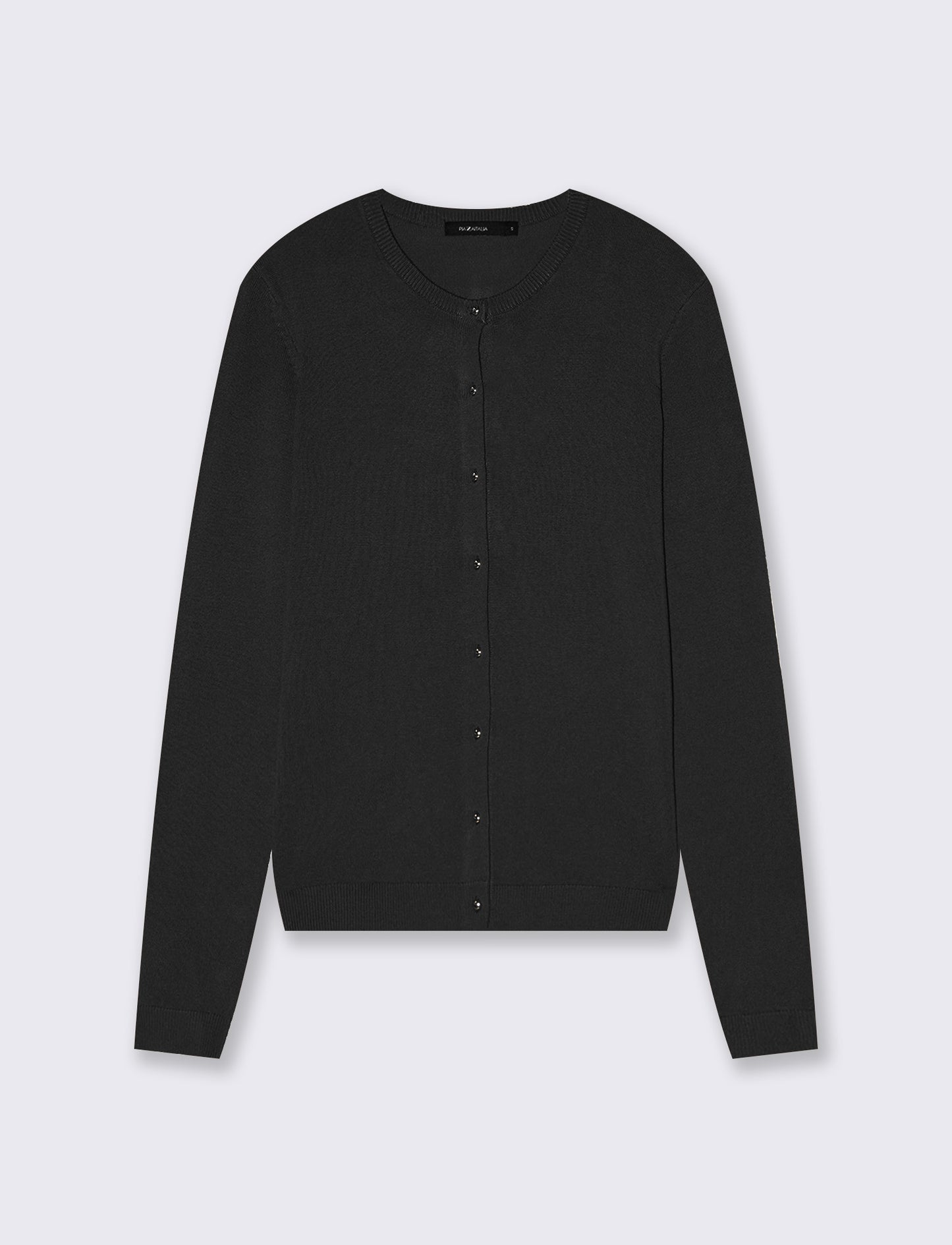Basic crew neck cardigan with buttons - Black