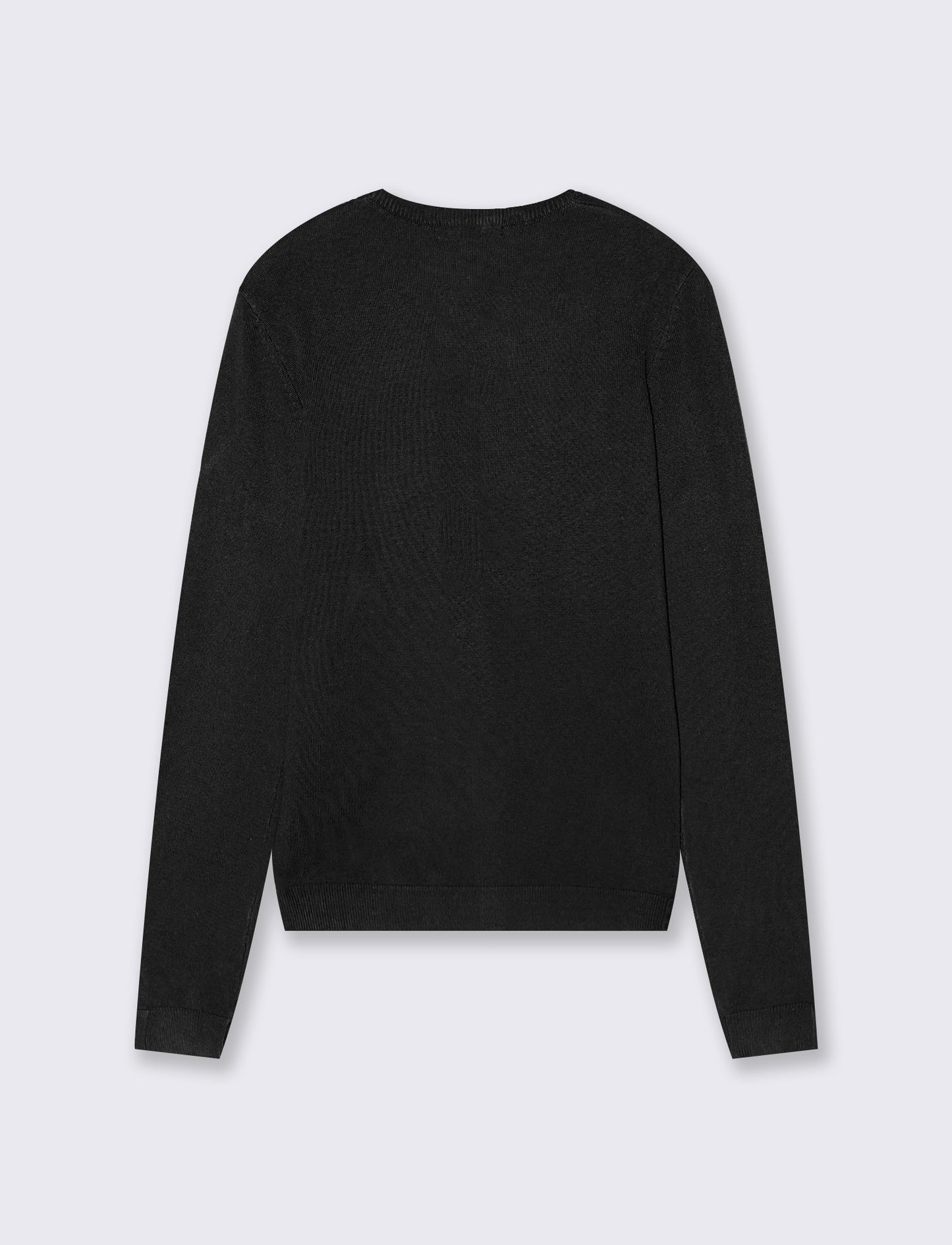 Basic crew neck cardigan with buttons - Black