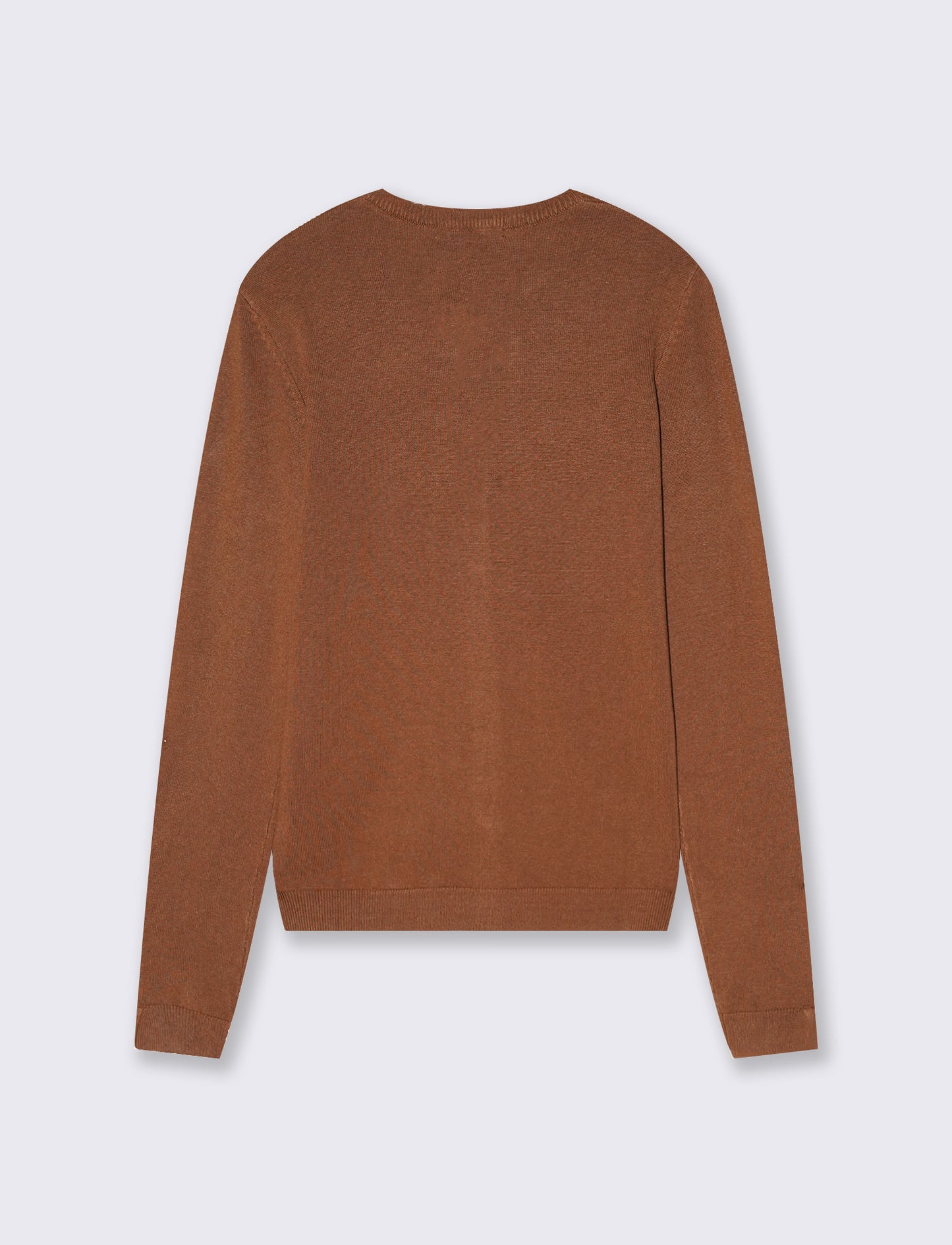 Cardigan basico girocollo con bottoni - Marrone tabacco