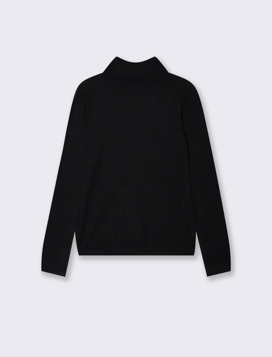 Basic Slim Fit High Neck Pullover - Black