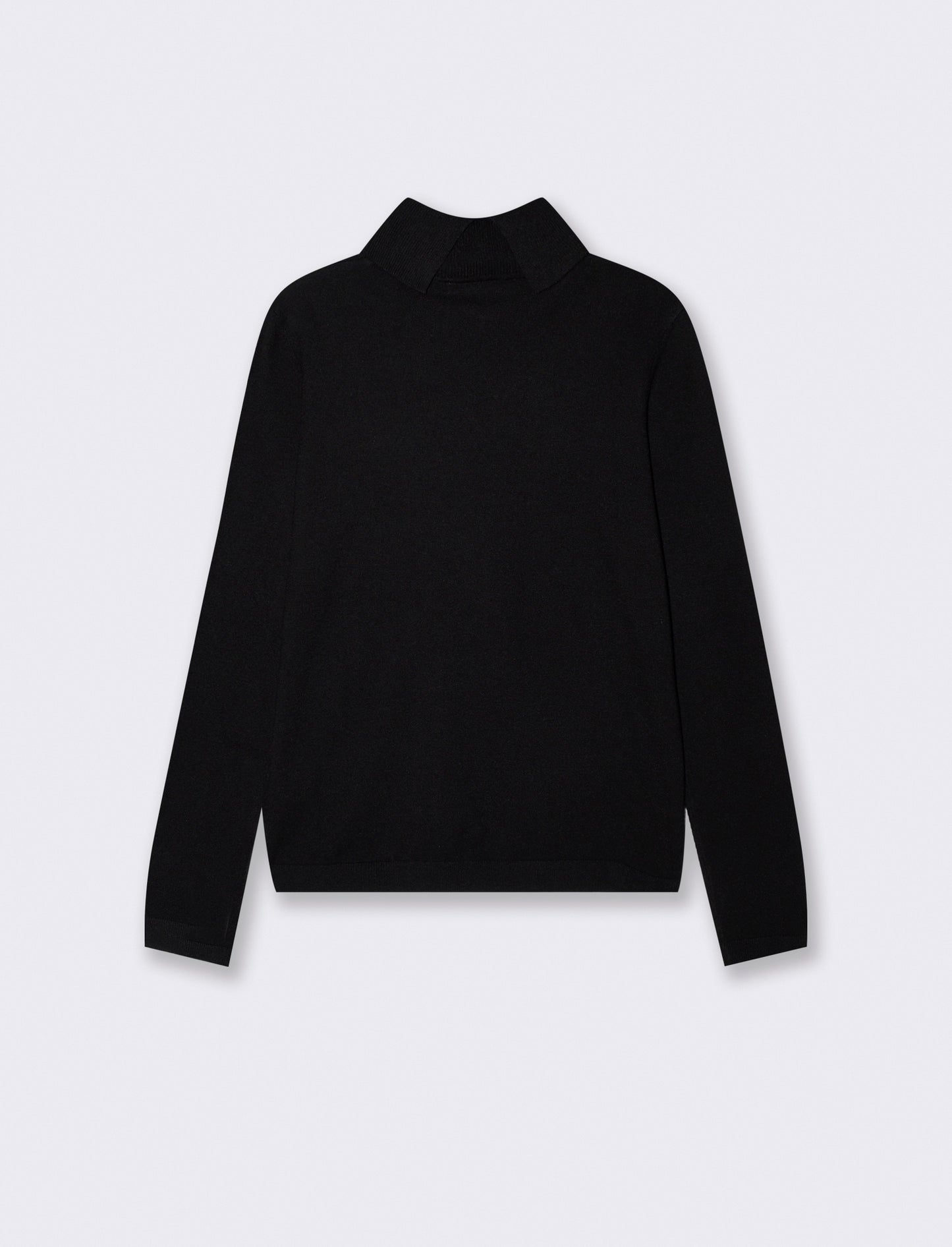 Basic Slim Fit High Neck Pullover - Black